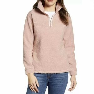 Caslon Quarter Zip Fleece Faux Sherpa Sweater XS